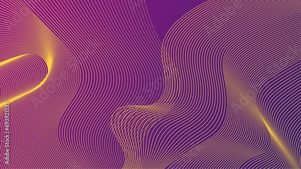 Obraz Purple violet and yellow vector glowing tech wave background