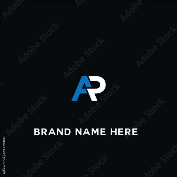 Fototapeta AP logo. A P design. White AP letter. AP, A P letter logo design. Initial letter AP linked circle uppercase monogram logo R letter logo vector design. 