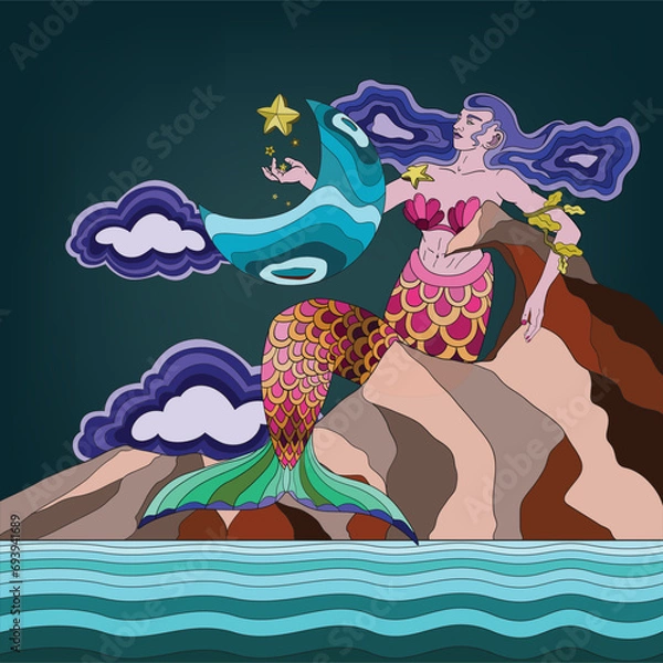 Obraz giant celestial mermaid in the sky