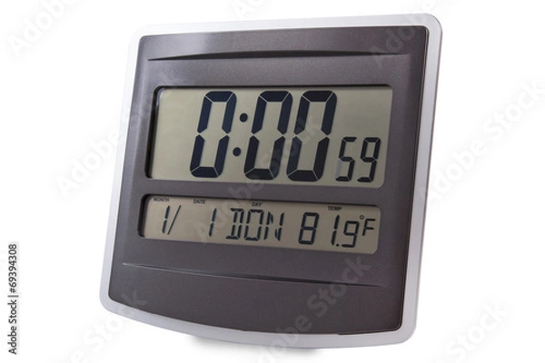 Obraz Modern alarm clock isolated en white background.