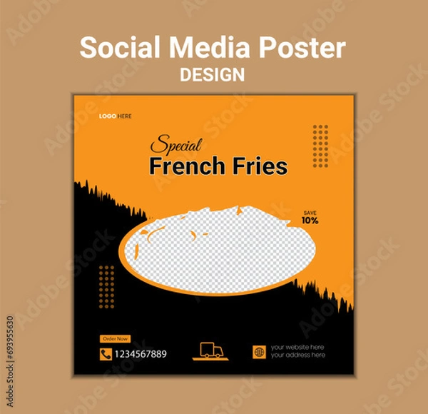 Obraz restaurant menu design template, and standard social media poster design.