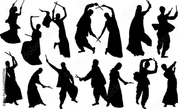 Obraz dandiya dancer vector silhouette