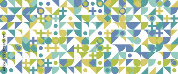 Fototapeta Colorful colourful geometric mosaic seamless pattern illustration with creative abstract shapes.
