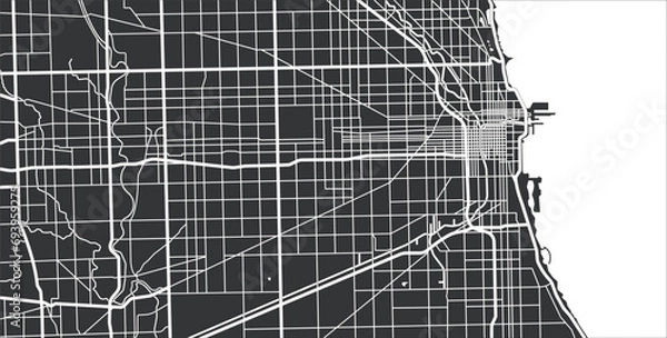 Fototapeta Layered editable vector illustration outline Map of Chicago,USA