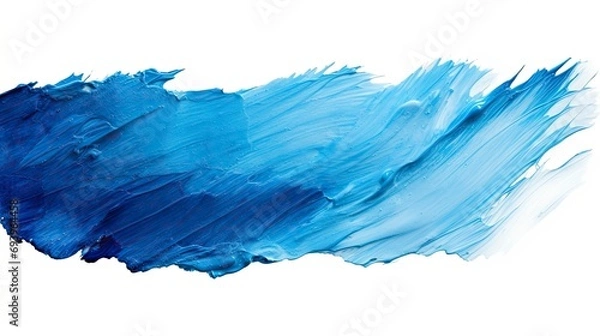 Fototapeta Abstract blue paint brush strokes in watercolor isolated against white background. Texture paper.
