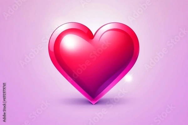 Fototapeta Heart icon on pink background. Red heart on a pink background. Valentine's day background with red heart.