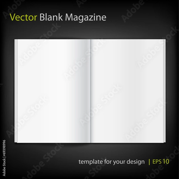 Obraz Blank magazine on black background. Template
