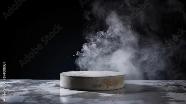 Fototapeta podium with smoke. Generative Ai