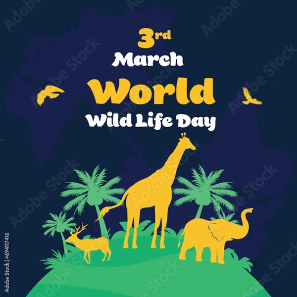Obraz flat design world Wildlife Day vector template