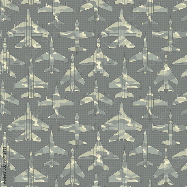 Obraz seamless pattern with military airplanes 02