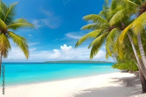 Fototapeta beach with coconut trees