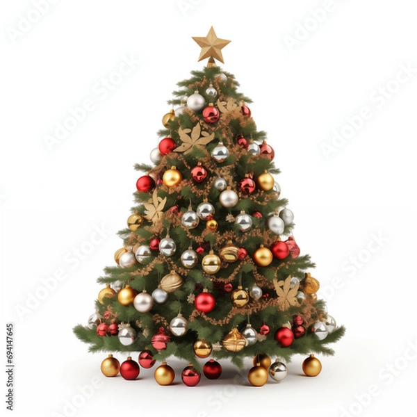 Obraz christmas tree isolated on white