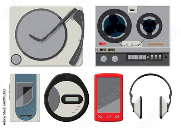 Obraz 6 colourful vector music players