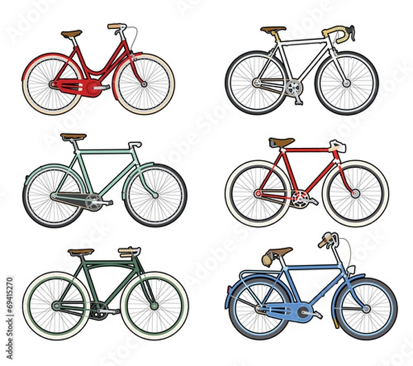 Obraz Six colourful bicycles