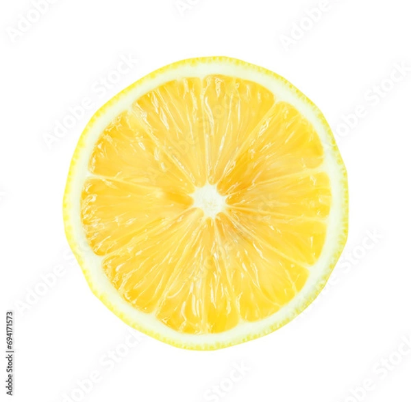 Fototapeta Top view of beautiful yellow lemon half isolated on white background with clipping path