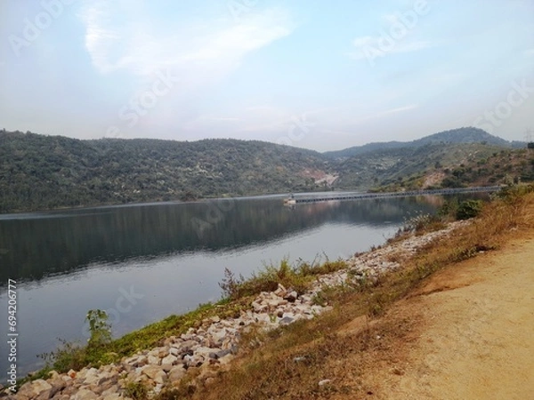Obraz lake and mountains at Purulia