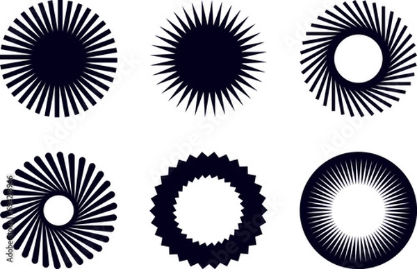 Fototapeta Sunburst vector element illustration. Radial stripes background. Sunburst icon collection. Retro sunburst design.