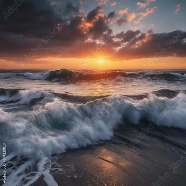 Obraz Dramatic Sky over Windy Beach