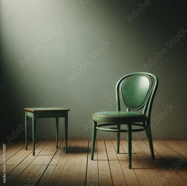 Obraz Empty Green Indoor Room with Furniture and Wall