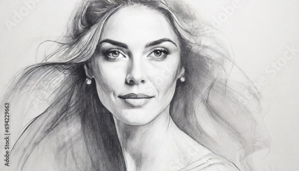 Fototapeta Portret kobiety, rysunek, avatar, generative AI