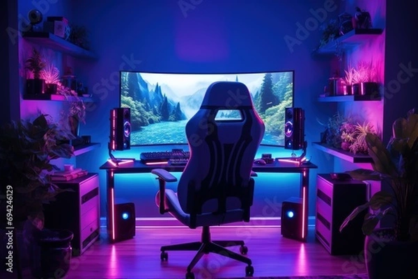 Obraz Gaming room with rgb light