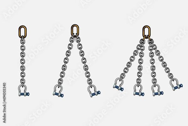 Fototapeta A set of chain slings. Vector graphics.