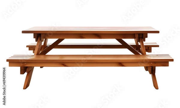 Obraz Wooden Picnic Table Isolated on Transparent Background