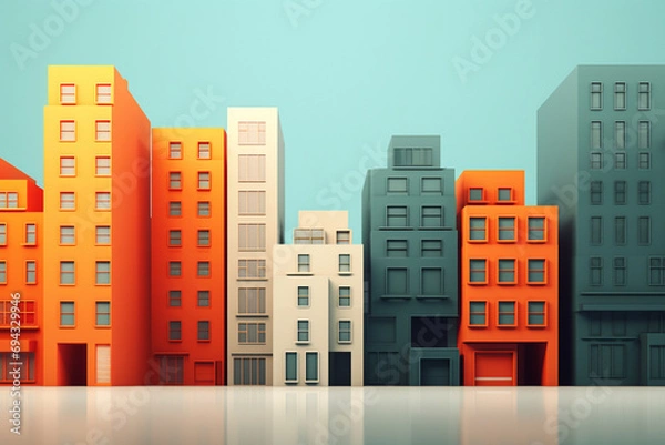 Fototapeta 3d buildings minimalistic background