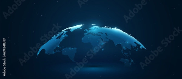 Obraz World map. Global network technology connection. Vector illustration