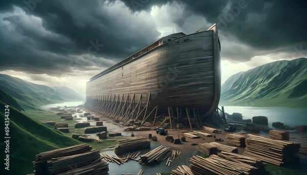 Obraz Noah's Ark Construction - Pre-Flood Engineering Marvel