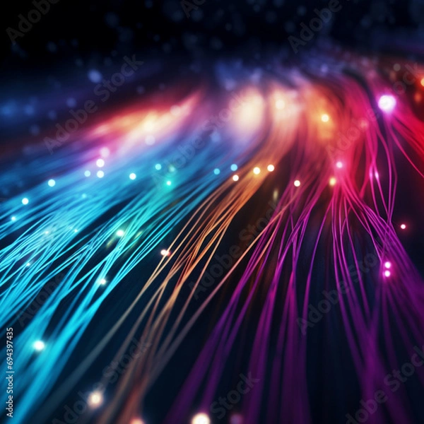 Obraz Abstract Blue Fiber Optic Cable Communication