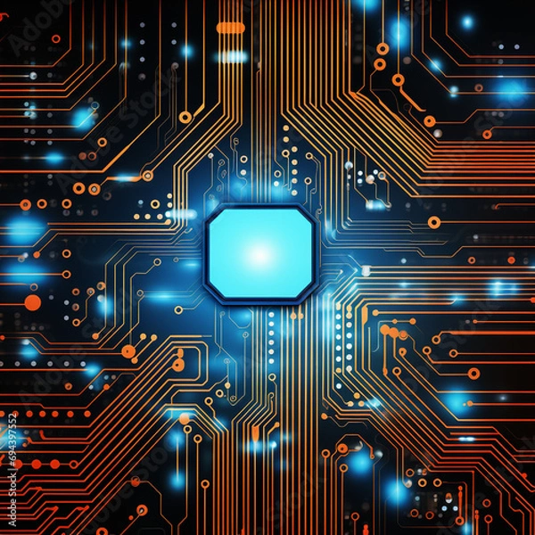 Obraz Abstract Binary Circuit Board Code Communication Computer