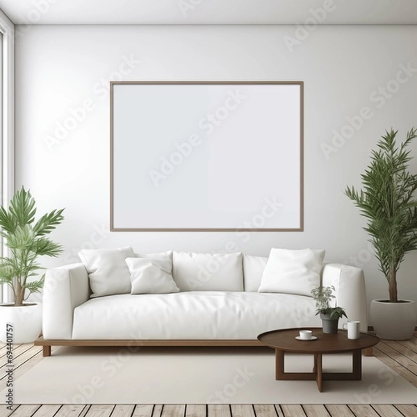 Fototapeta  A chic, modern, minimalistic interior design with warm lighting.