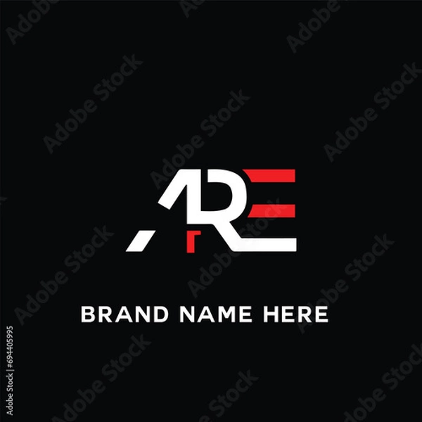 Fototapeta ARE A R E letter logo design. Initial letter ARE linked circle uppercase monogram logo white color. ARE logo, A R E design. ARE, A R E