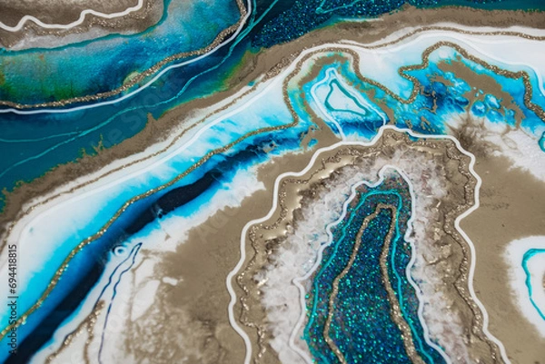 Obraz Original Epoxy Resin Geode and Abstract Art 