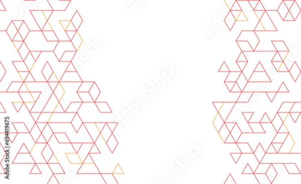 Fototapeta Abstract technological geometry triangle red line on white background pattern..