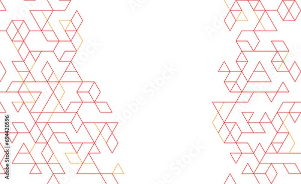 Fototapeta Abstract technological geometry triangle red line on white background pattern..