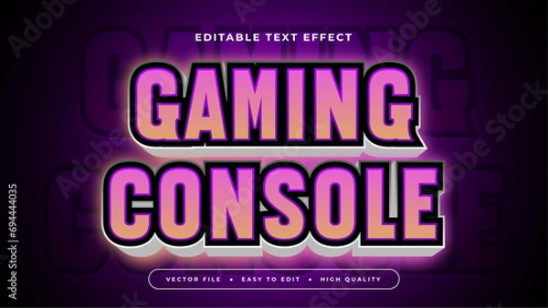 Fototapeta Peach pink and purple violet gaming console 3d editable text effect - font style