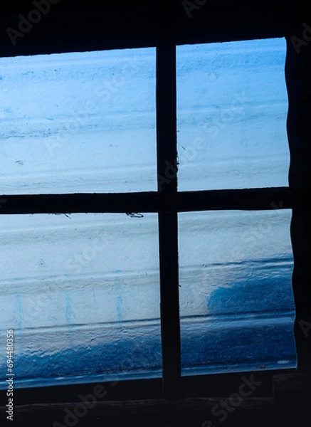 Fototapeta Abstract View of Rain Water Flow in Roof Sheet 
