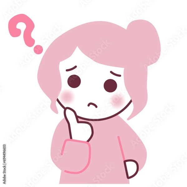 Fototapeta 疑問を持っている女性のイラスト