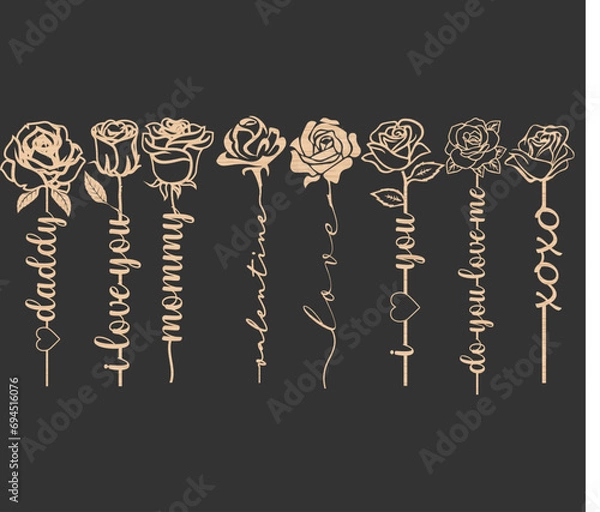 Obraz Rose Flower Laser Cut Bundle Design 