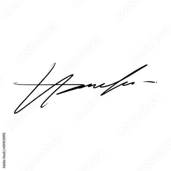 Fototapeta Letter H signature ideas for documents. Vector image with black writing and transparent background.