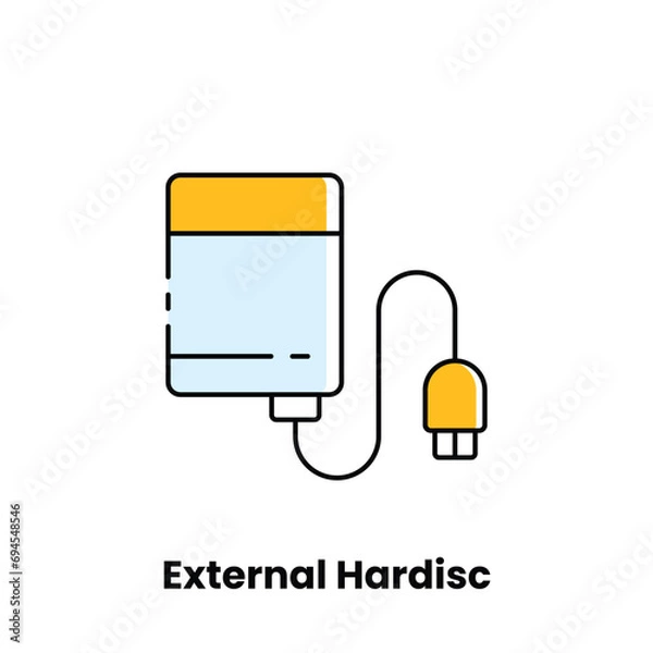 Fototapeta External hard disk, storage, USB, data backup, portable, high capacity, plug and play, file transfer, external storage, backup solution, data security, hard drive, USB 3.0, sleek design, digital