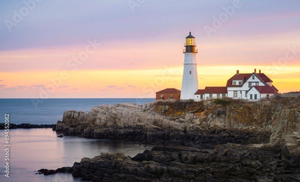 Obraz Portland Head Lighthouse at sunset