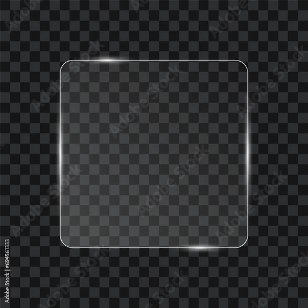 Obraz Square glass plate on transparent background, vector illustration.