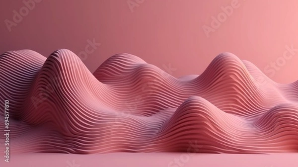 Fototapeta Three dimensional render of pink wavy pattern. Pink waves abstract background texture. Print, painting, design, fashion. Line concept. Design concept. Art concept. Wave concept. Colourful background.