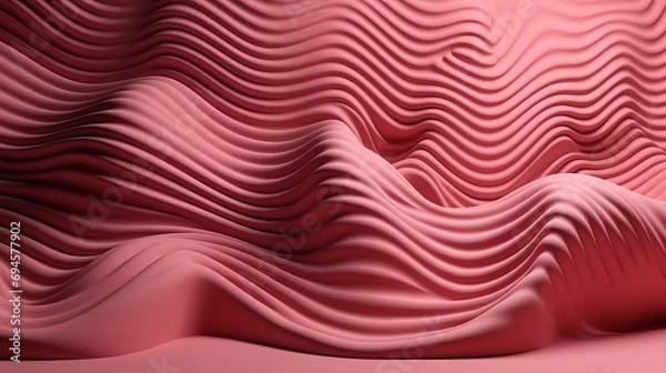 Fototapeta Three dimensional render of pink wavy pattern. Pink waves abstract background texture. Print, painting, design, fashion. Line concept. Design concept. Art concept. Wave concept. Colourful background.