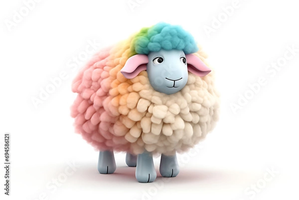 Fototapeta Whimsical Sheep in Soft Pop Style