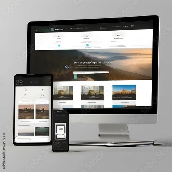 Fototapeta A website or app displayed on multiple devices as mockups3