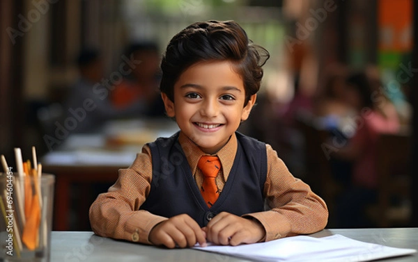 Obraz A indian boy being at school lesson